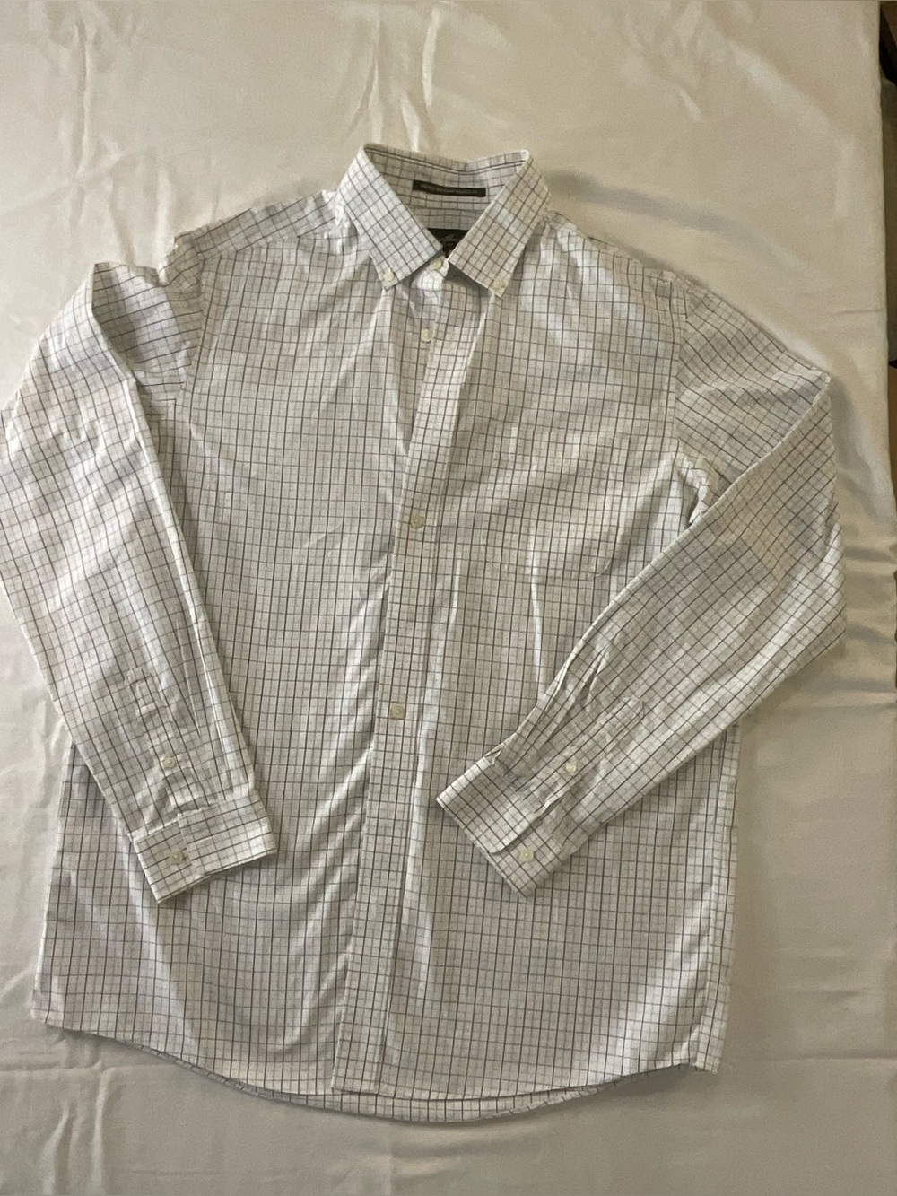 Eddie Bauer Men’s LT Large Tall White Check Button Down Shirt